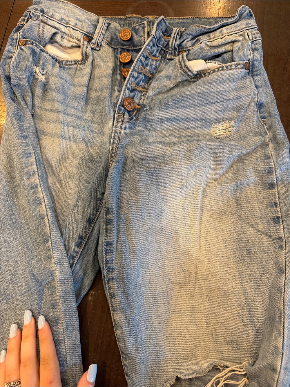Rewash Relaxed Light Blue Button-Fly Jeans